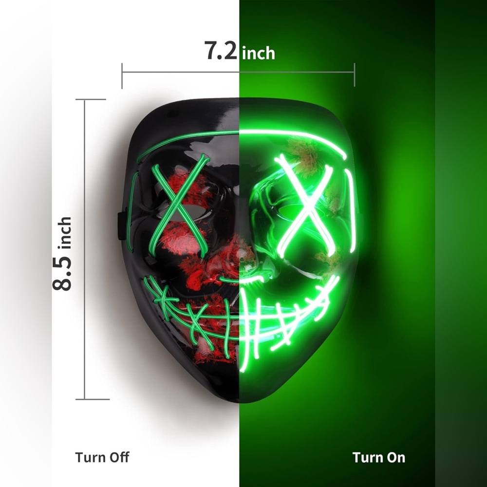 Sago Brothers LED Light-Up Mask – Halloween Costume Mask
